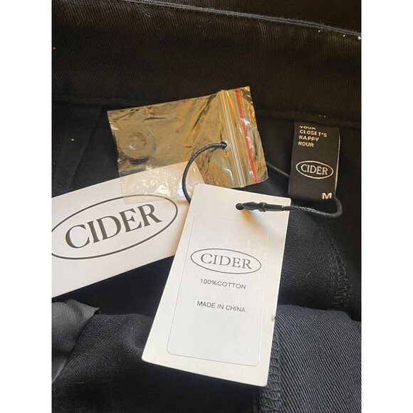 wide leg trouser pant top stitched NWT Medium black 100% cotton woven - Picture 10 of 10